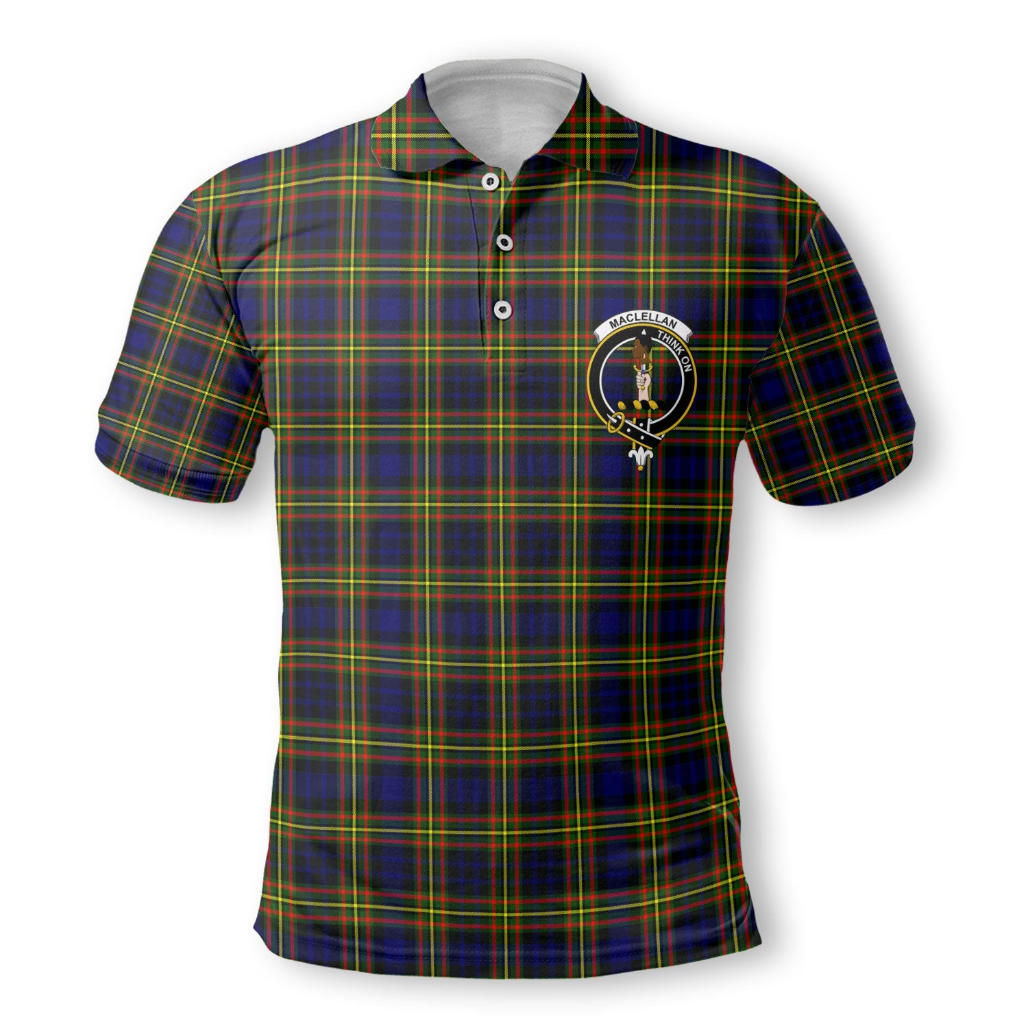 Clan Maclellan Tartan Men Polo Shirt Crest And Plaid Basic Style