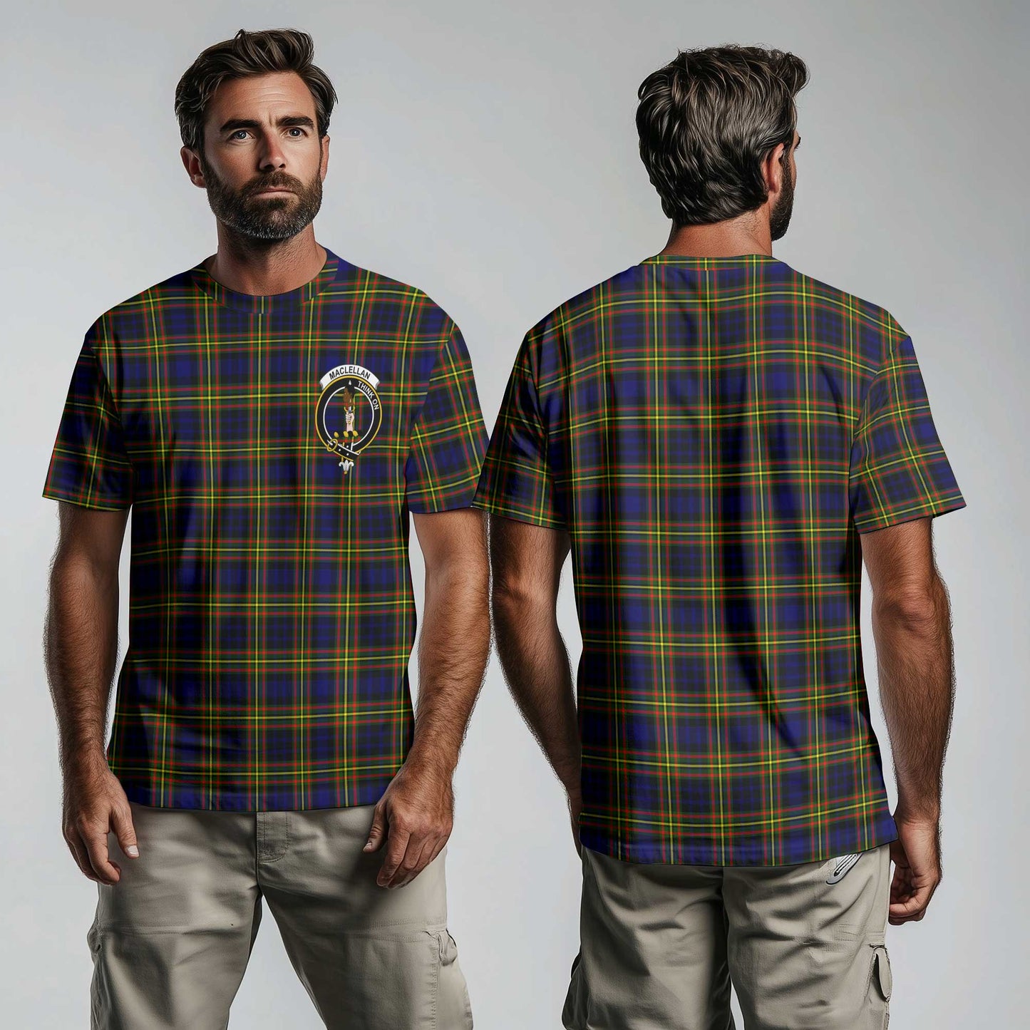 Clan Maclellan Tartan Men T Shirt Crest And Plaid Basic Style