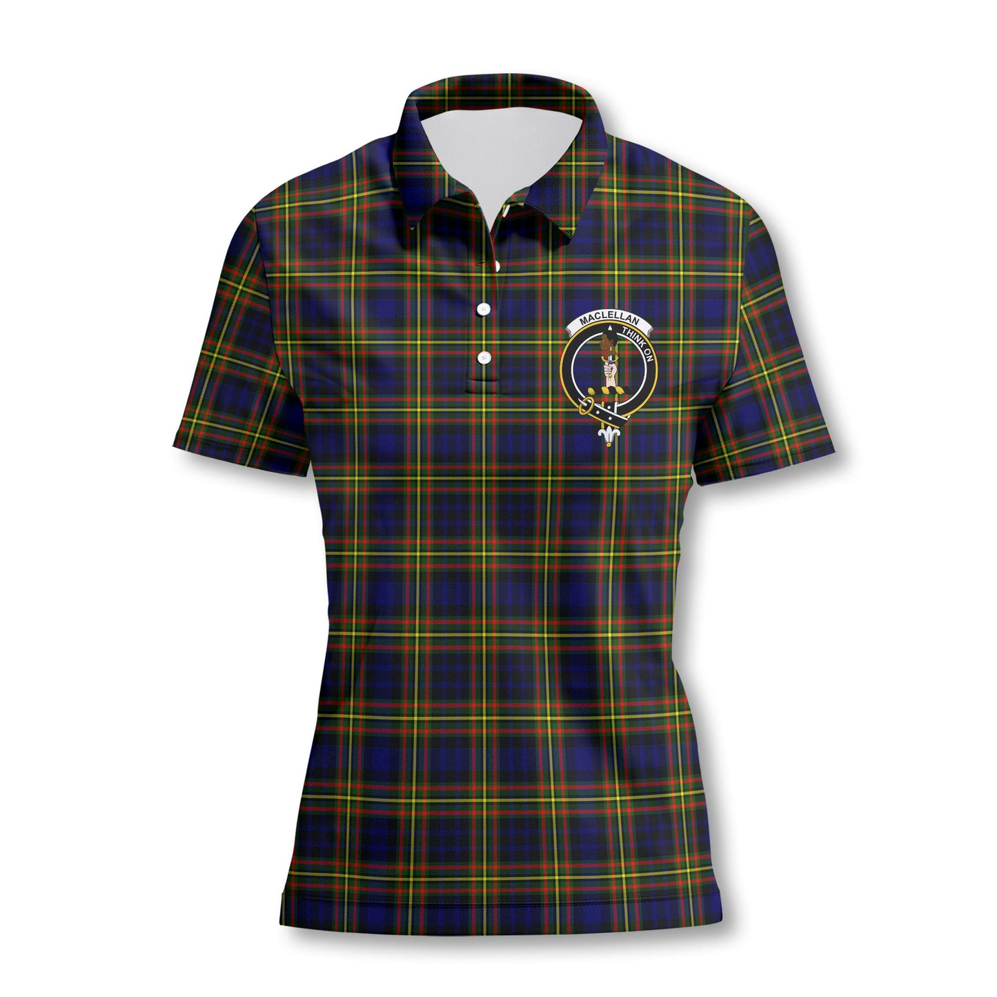 Clan Maclellan Tartan Women Polo Shirt Crest And Plaid Basic Style