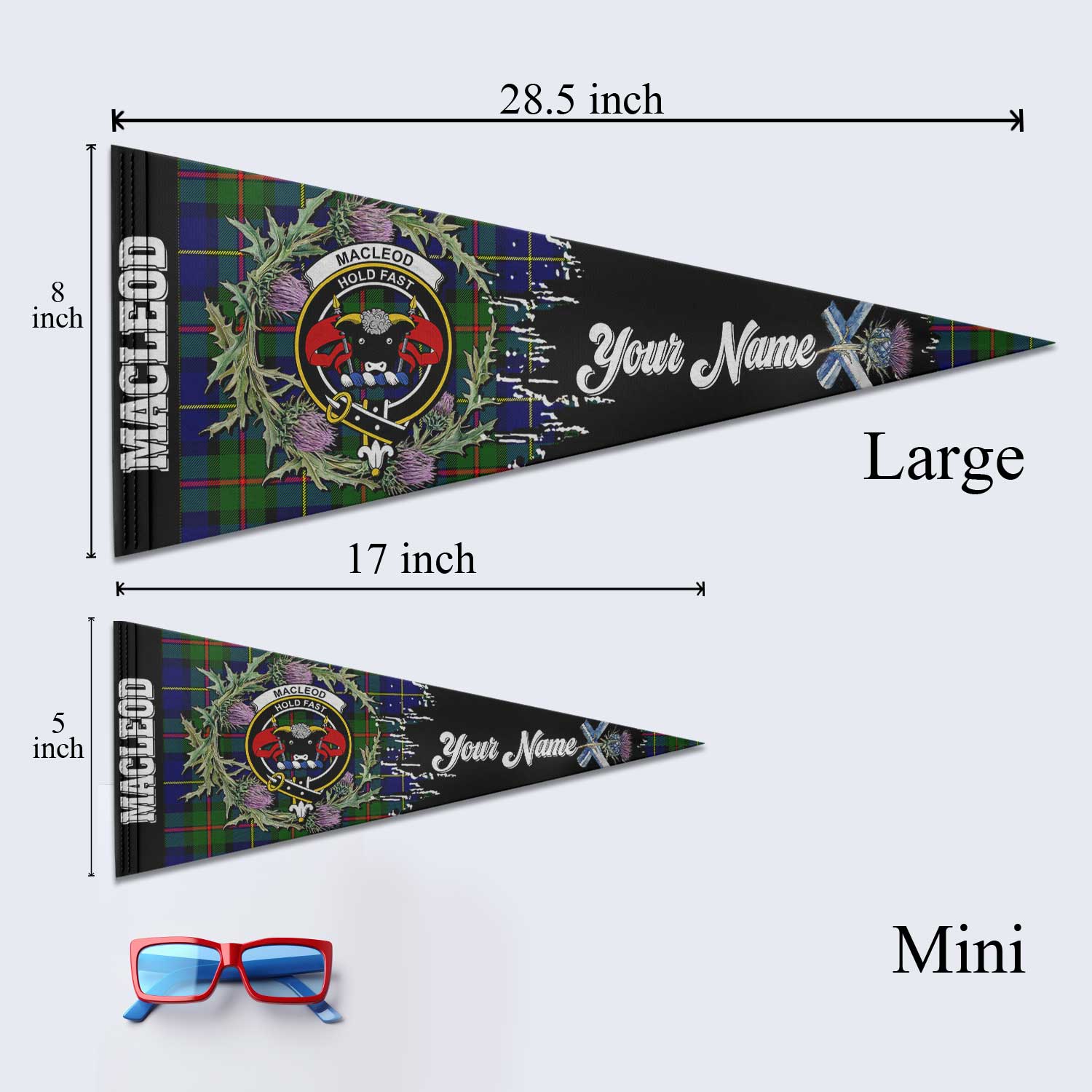 Clan Macleod Tartan Felt Pennant Crest And Plaid Basic Style