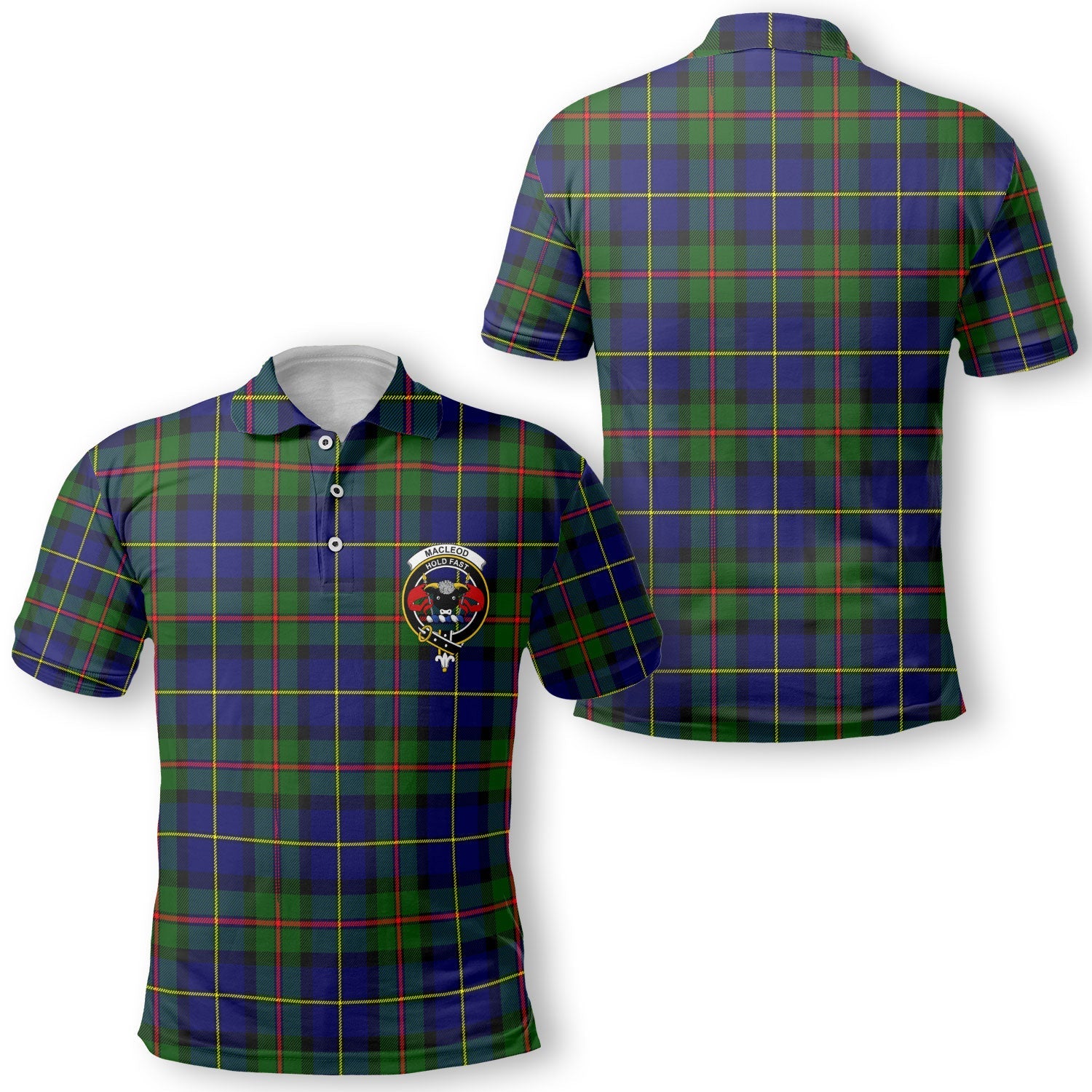 Clan Macleod Tartan Men Polo Shirt Crest And Plaid Basic Style