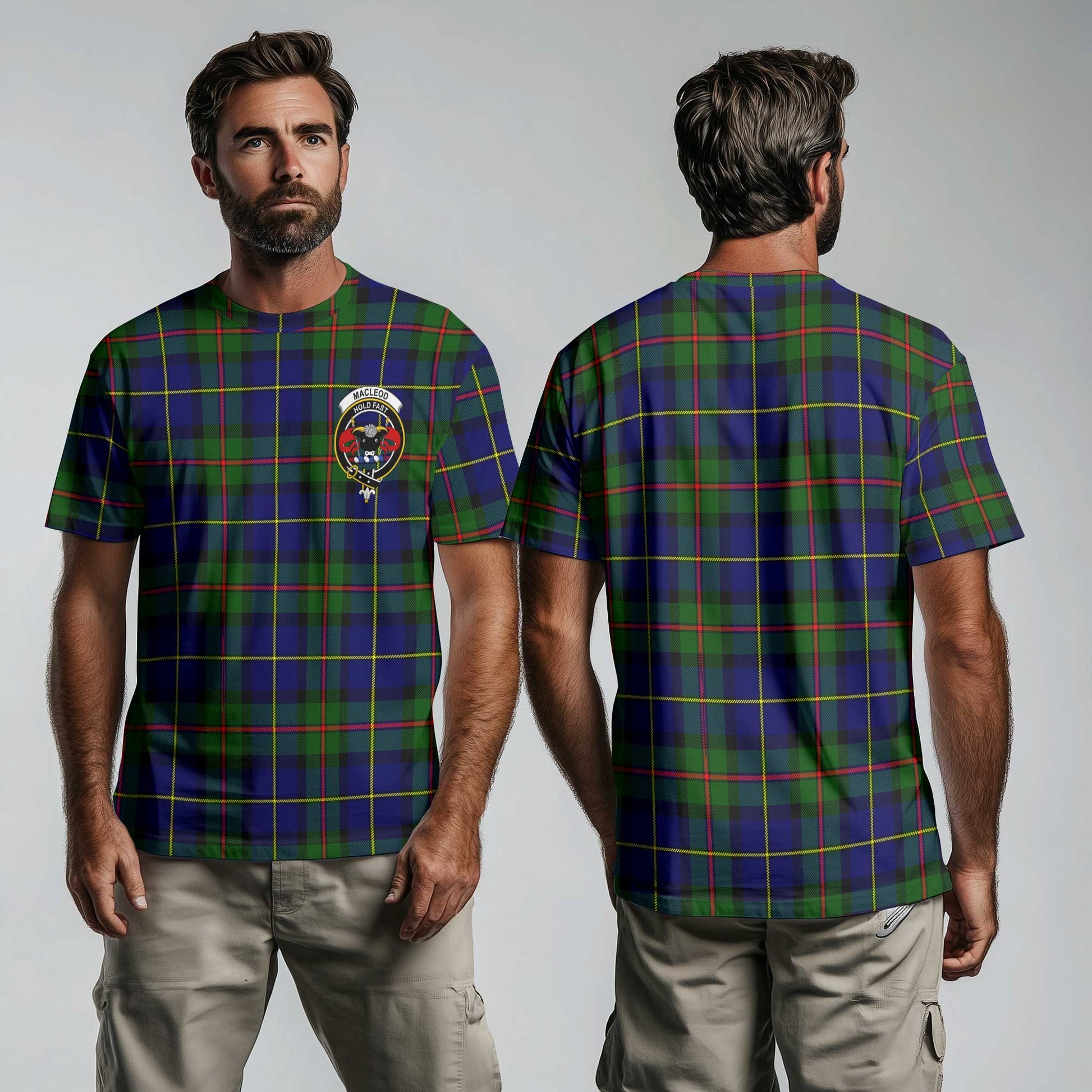 Clan Macleod Tartan Men T Shirt Crest And Plaid Basic Style