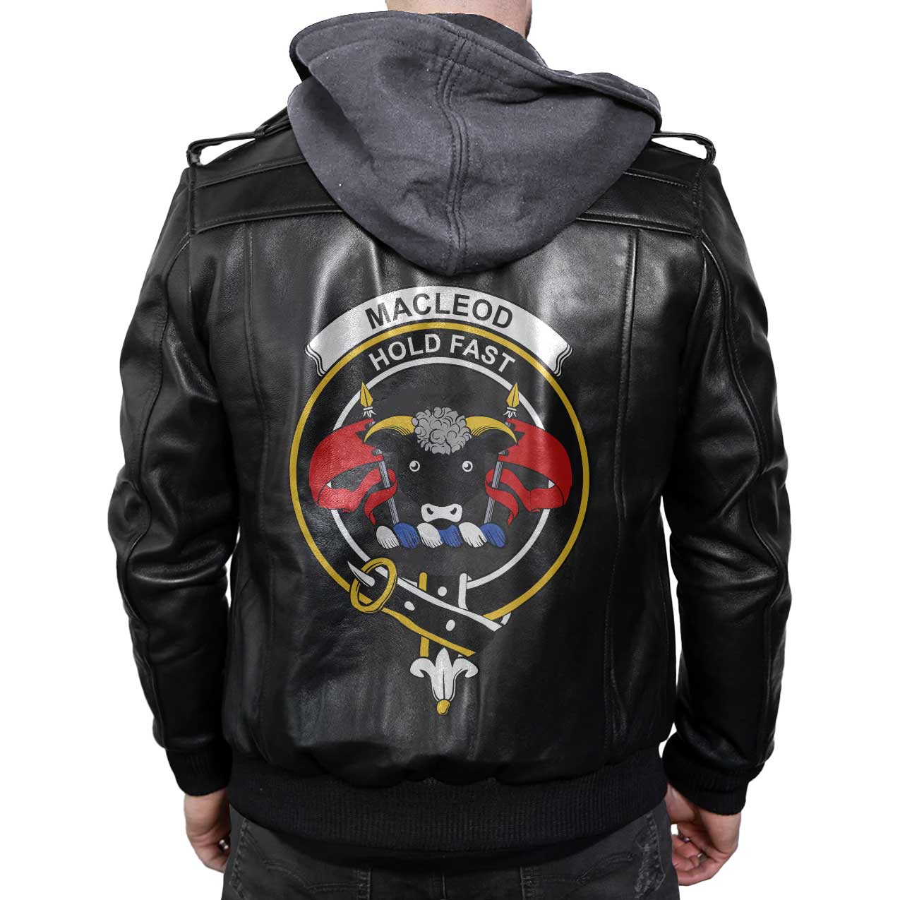 Clan Macleod Tartan Zip Leather Jacket Crest And Plaid Basic Style