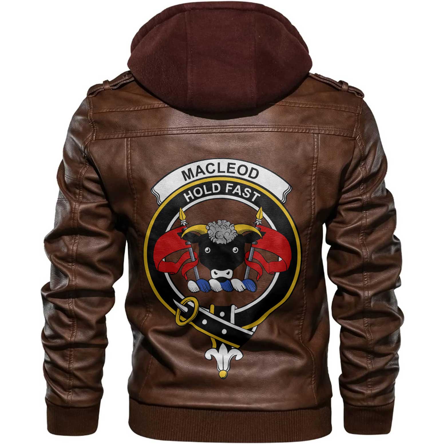 Clan Macleod Tartan Zip Leather Jacket Crest And Plaid Basic Style