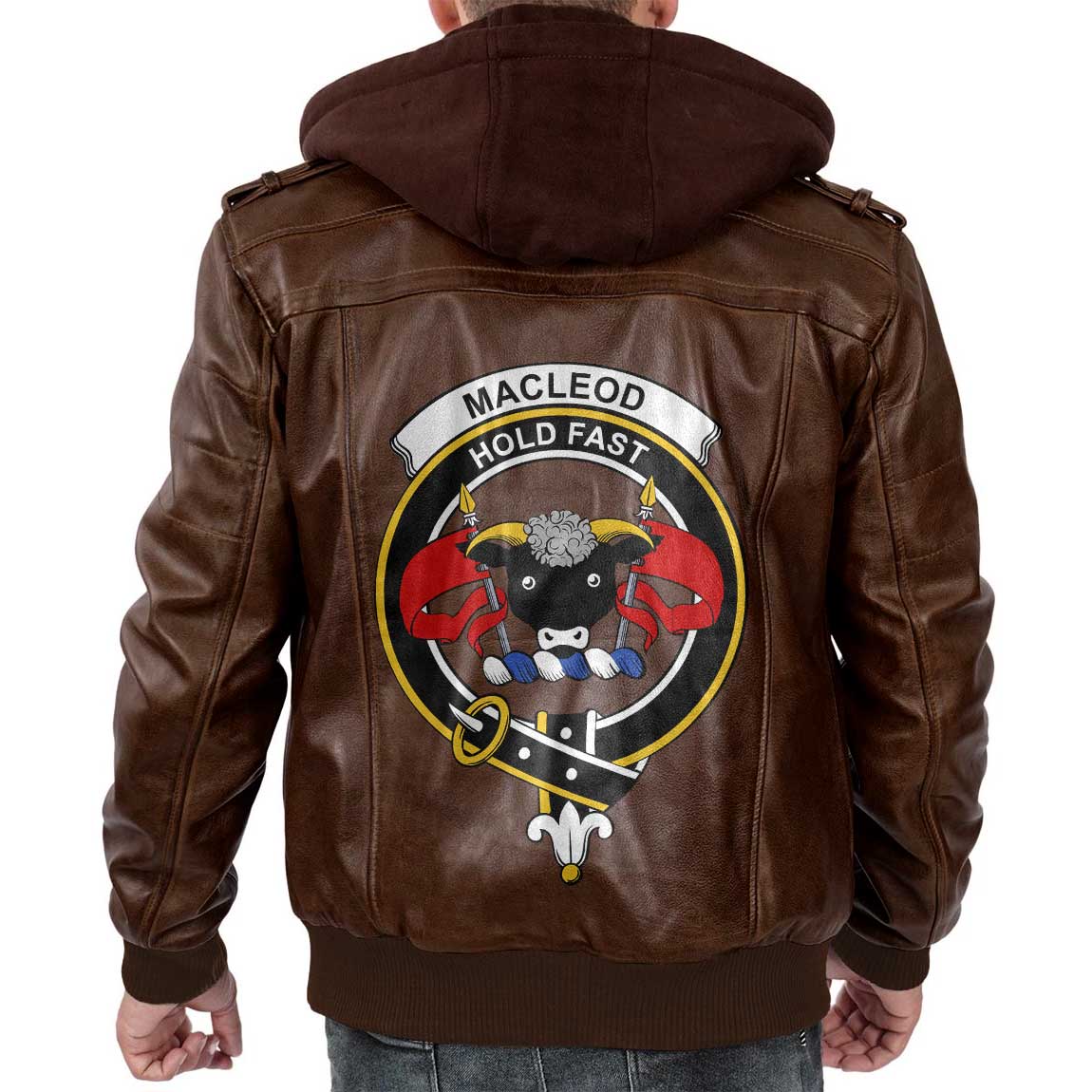 Clan Macleod Tartan Zip Leather Jacket Crest And Plaid Basic Style