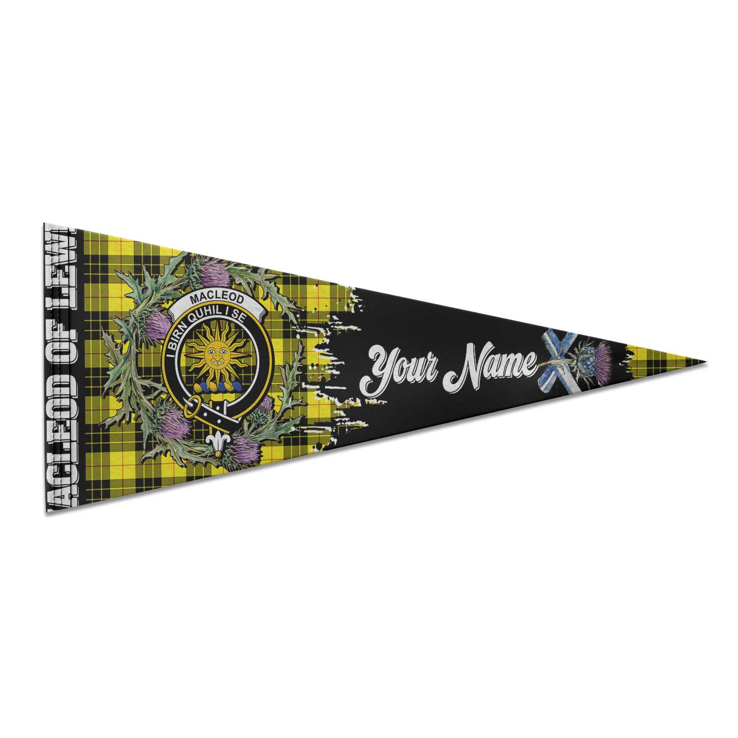 Clan Macleod Of Lewis Tartan Felt Pennant Crest And Plaid Basic Style