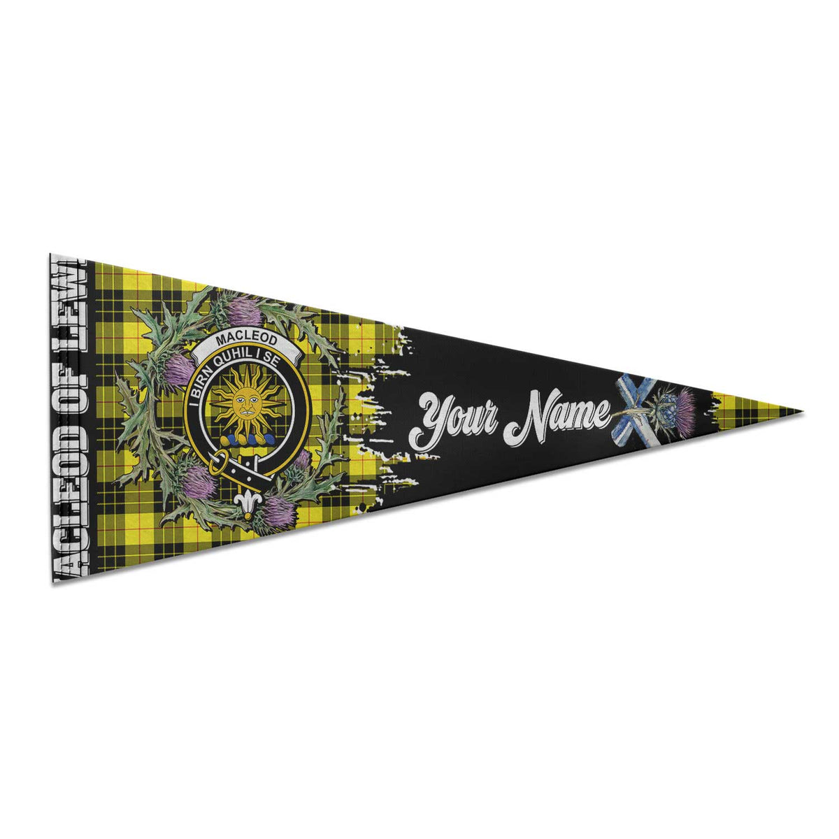 Clan Macleod Of Lewis Tartan Felt Pennant Crest And Plaid Basic Style