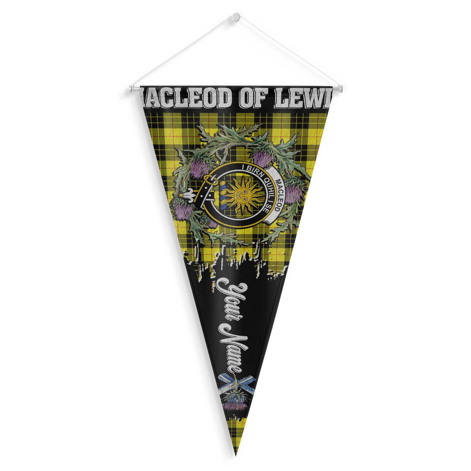 Clan Macleod Of Lewis Tartan Felt Pennant Crest And Plaid Basic Style