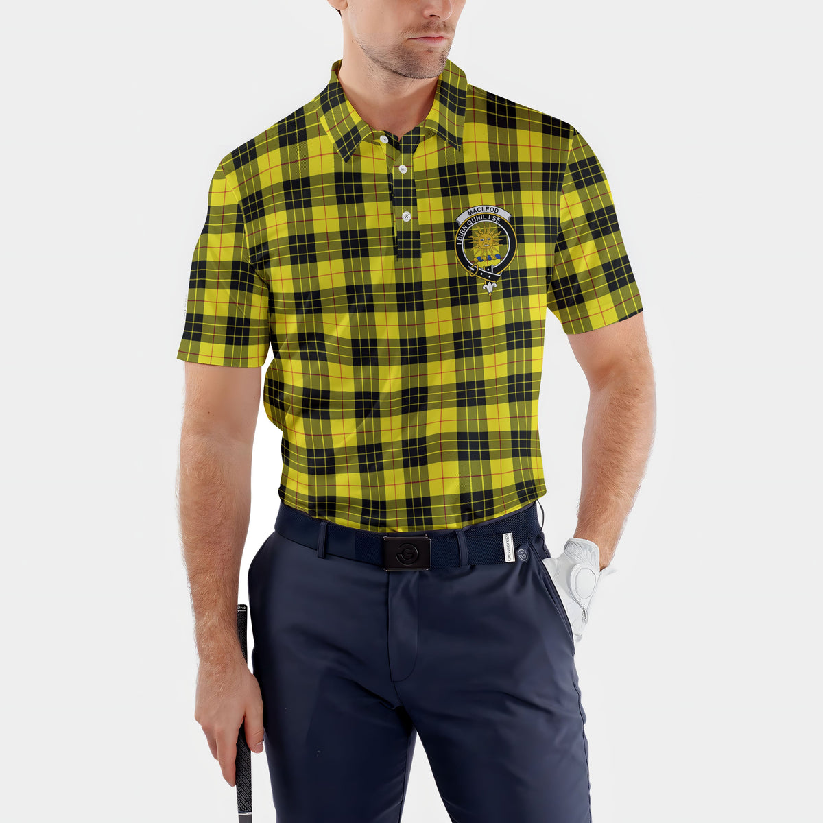 Clan Macleod Of Lewis Tartan Golf Men Polo Shirt Crest And Plaid Basic Style