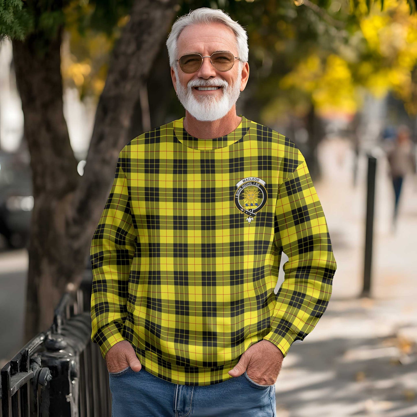 Clan Macleod Of Lewis Tartan Men Sweatshirt Crest And Plaid Basic Style