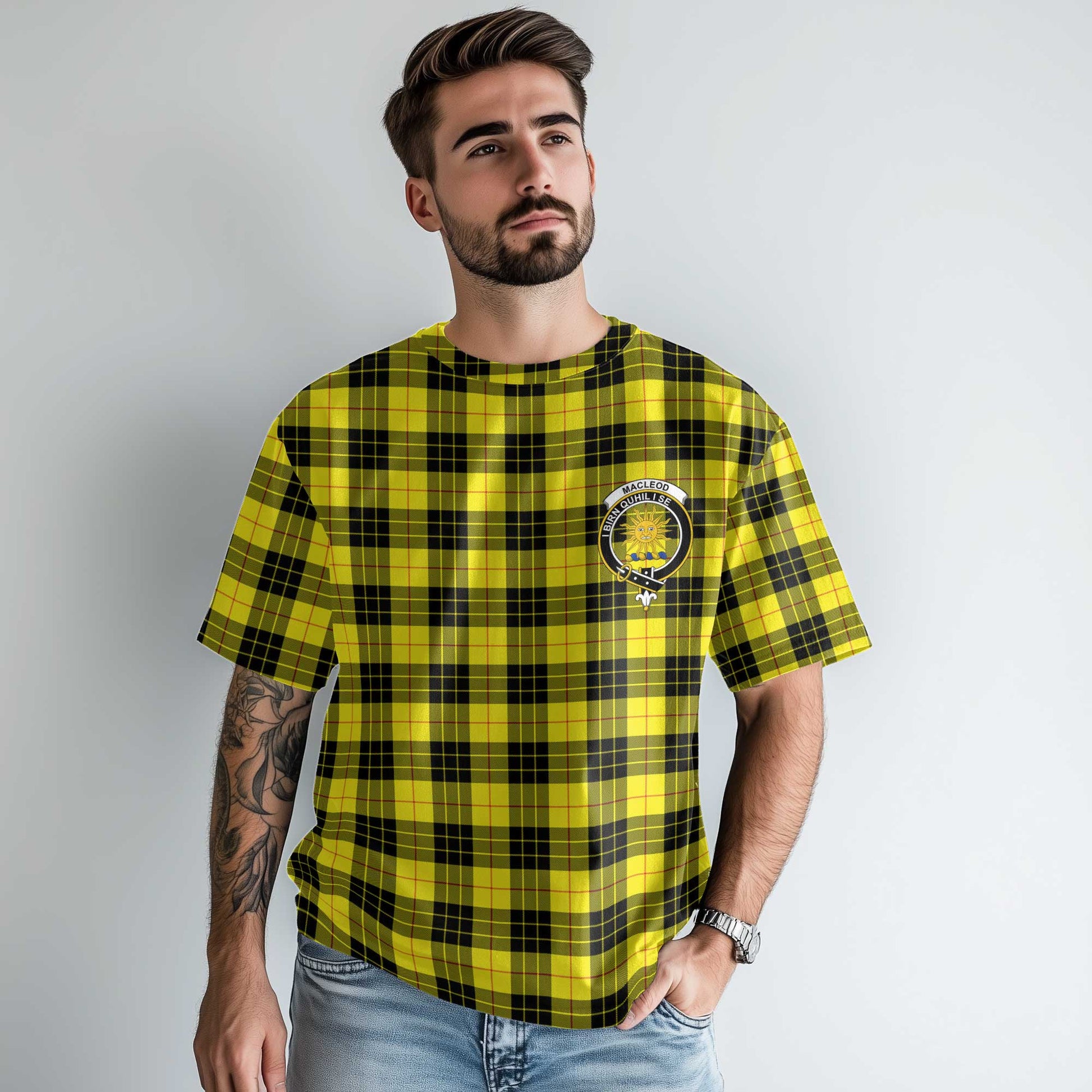 Clan Macleod Of Lewis Tartan Men T Shirt Crest And Plaid Basic Style