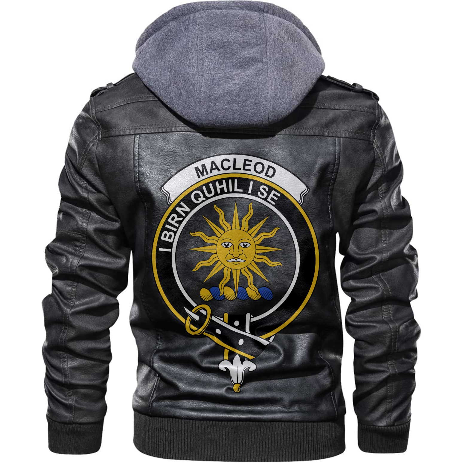 Clan Macleod Of Lewis Tartan Zip Leather Jacket Crest And Plaid Basic Style