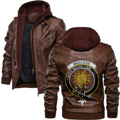 Clan Macleod Of Lewis Tartan Zip Leather Jacket Crest And Plaid Basic Style