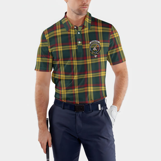 Clan Macmillan Tartan Golf Tartan Men Polo Shirt Crest And Plaid Basic Style