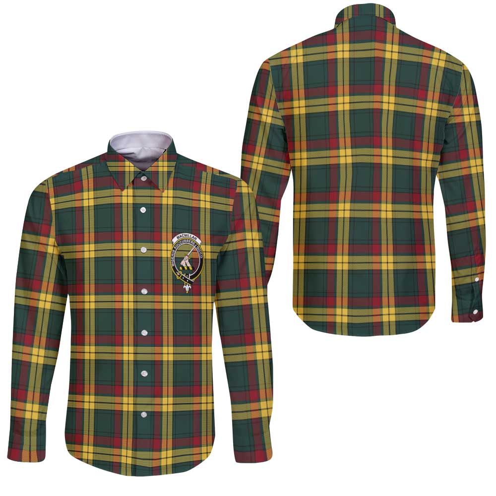 Clan Macmillan Tartan Long Sleeve Button Shirt Crest And Plaid Basic Style