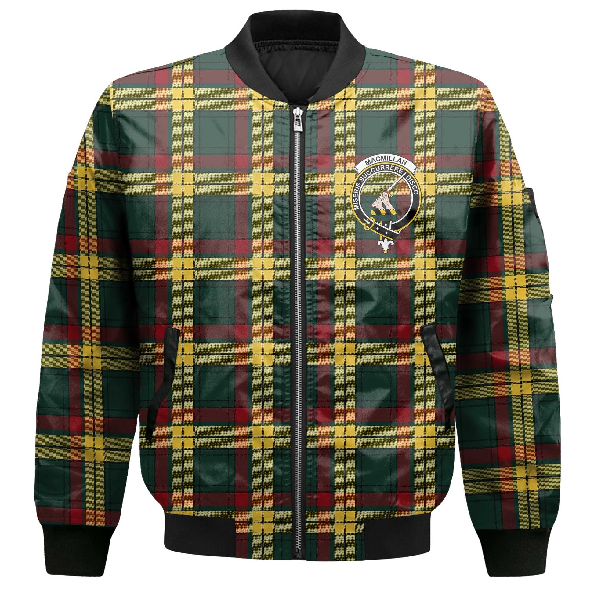 Clan Macmillan Tartan Men Bomber Jacket Crest And Plaid Basic Style