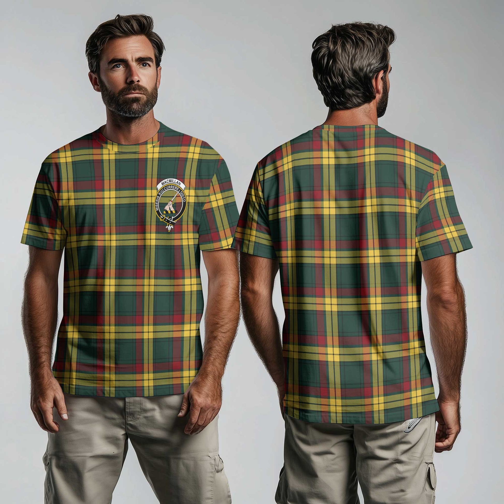 Clan Macmillan Tartan Men T Shirt Crest And Plaid Basic Style