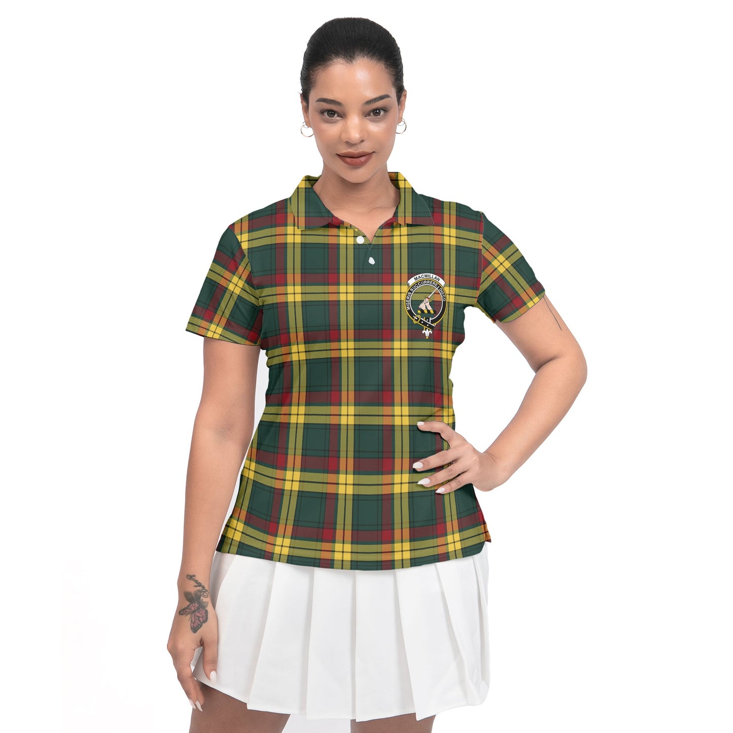 Clan Macmillan Tartan Women Polo Shirt Crest And Plaid Basic Style