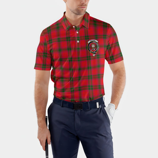 Clan Macnab Tartan Golf Tartan Men Polo Shirt Crest And Plaid Basic Style