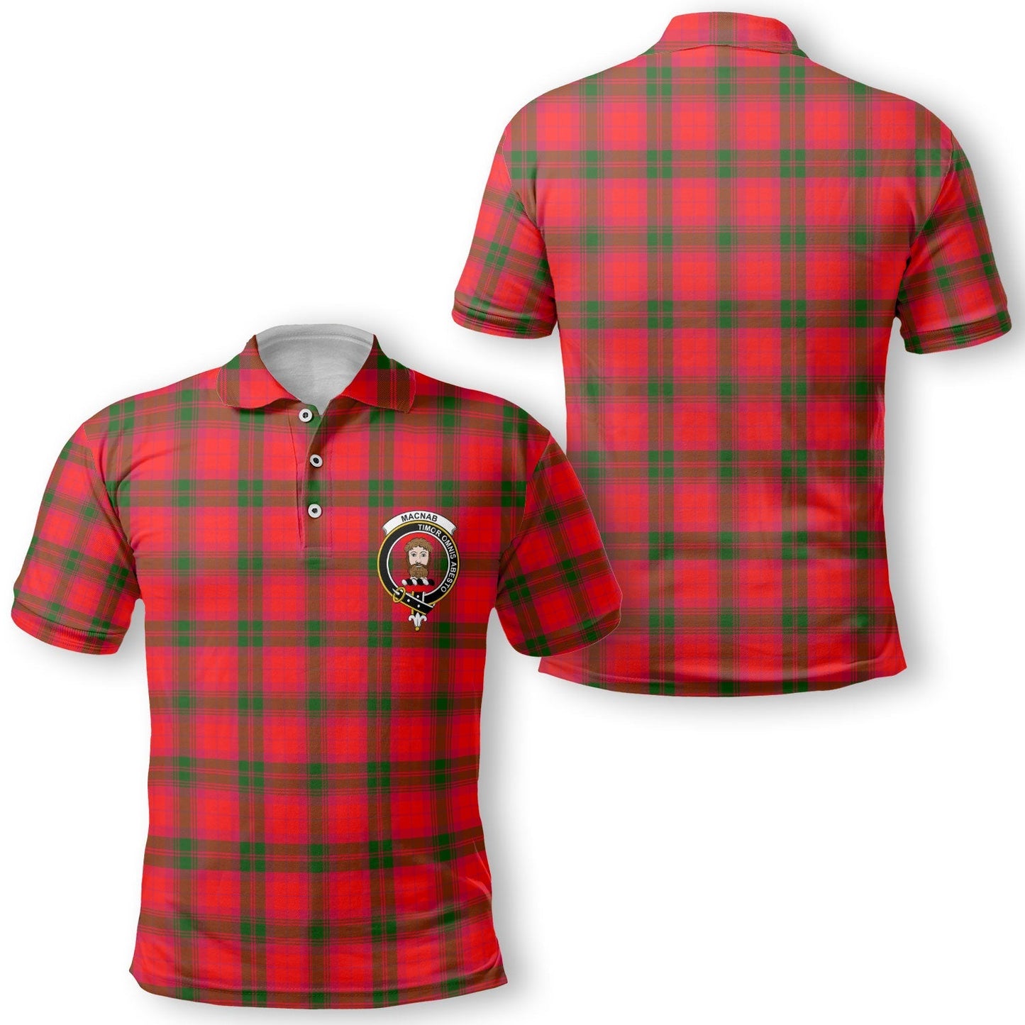 Clan Macnab Tartan Golf Tartan Men Polo Shirt Crest And Plaid Basic Style