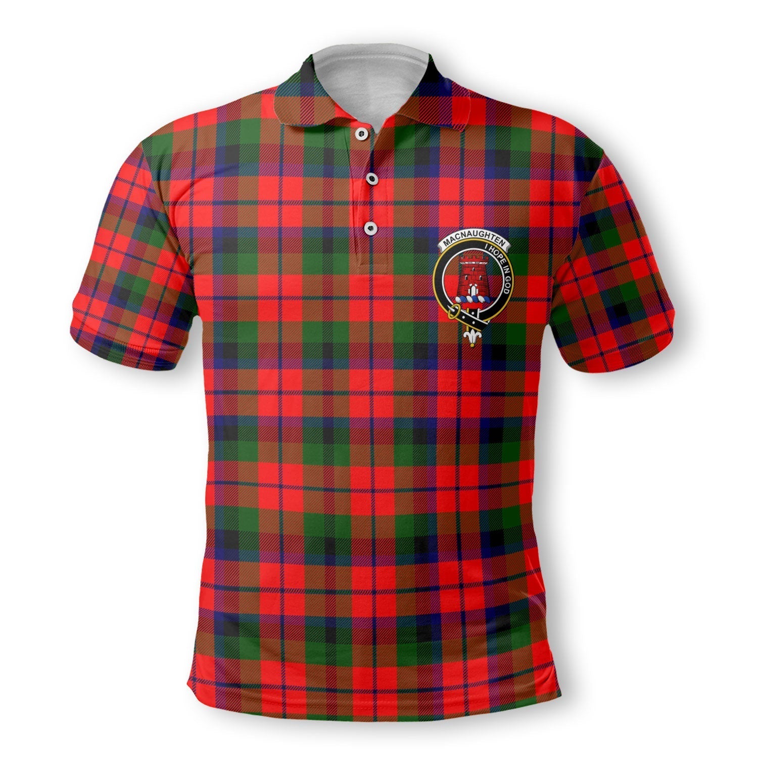 Clan Macnaughten Tartan Golf Tartan Men Polo Shirt Crest And Plaid Basic Style