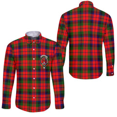 Clan Macnaughten Tartan Long Sleeve Button Shirt Crest And Plaid Basic Style