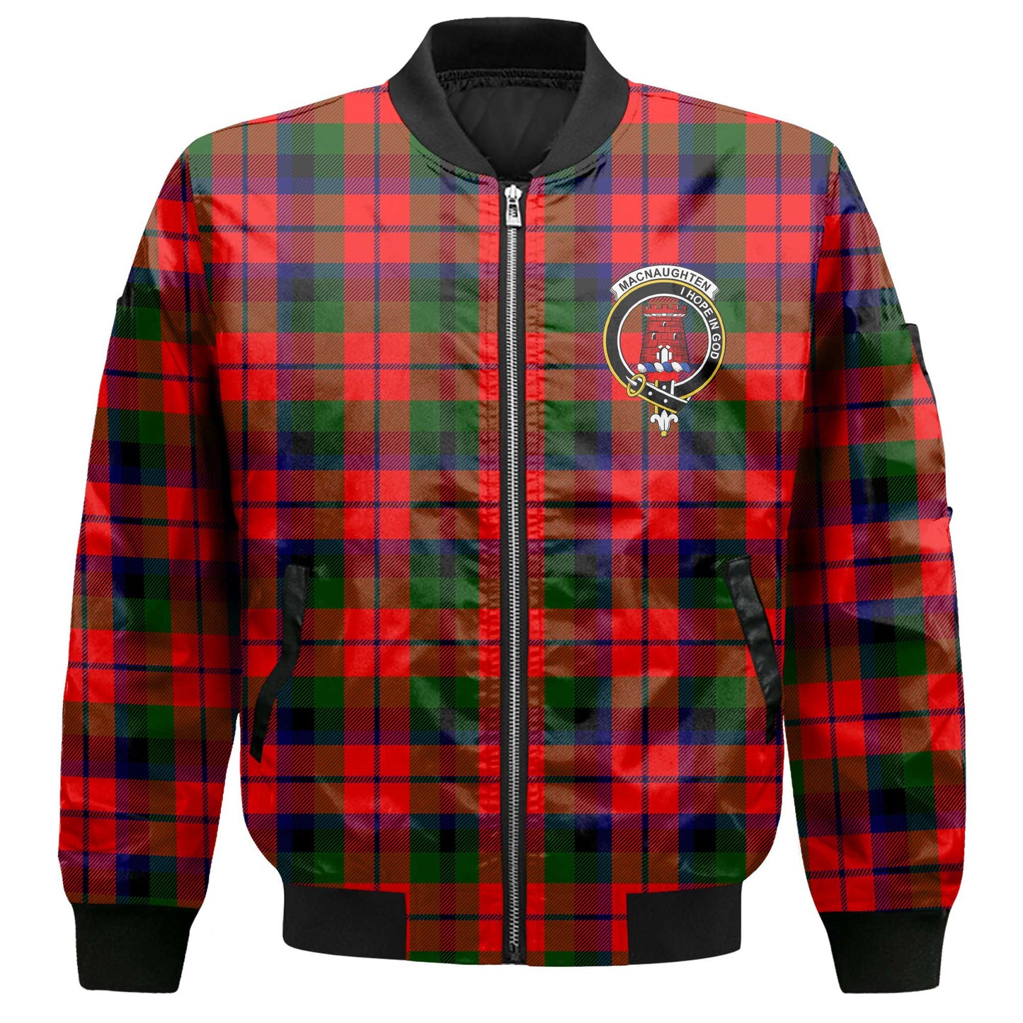 Clan Macnaughten Tartan Men Bomber Jacket Crest And Plaid Basic Style