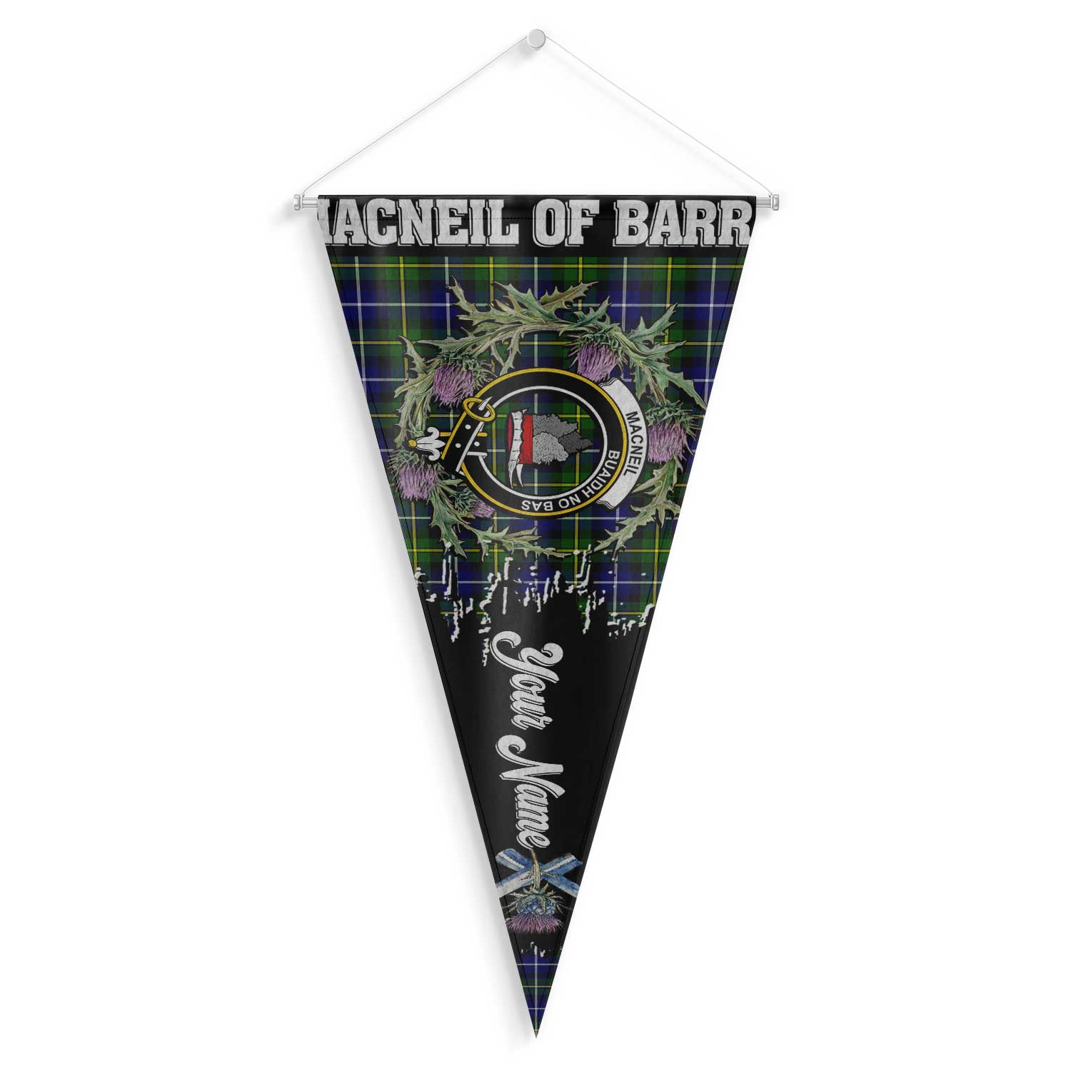 Clan Macneil Of Barra Tartan Felt Pennant Crest And Plaid Basic Style