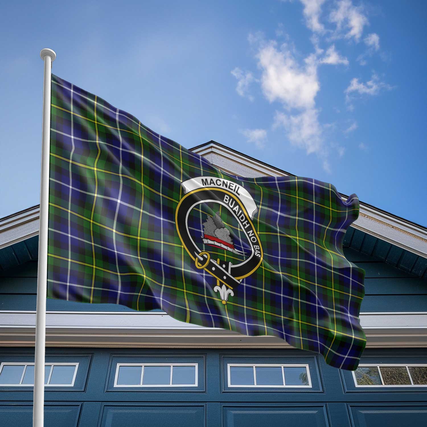 Clan Macneil Of Barra Tartan Flag Crest And Plaid Basic Style