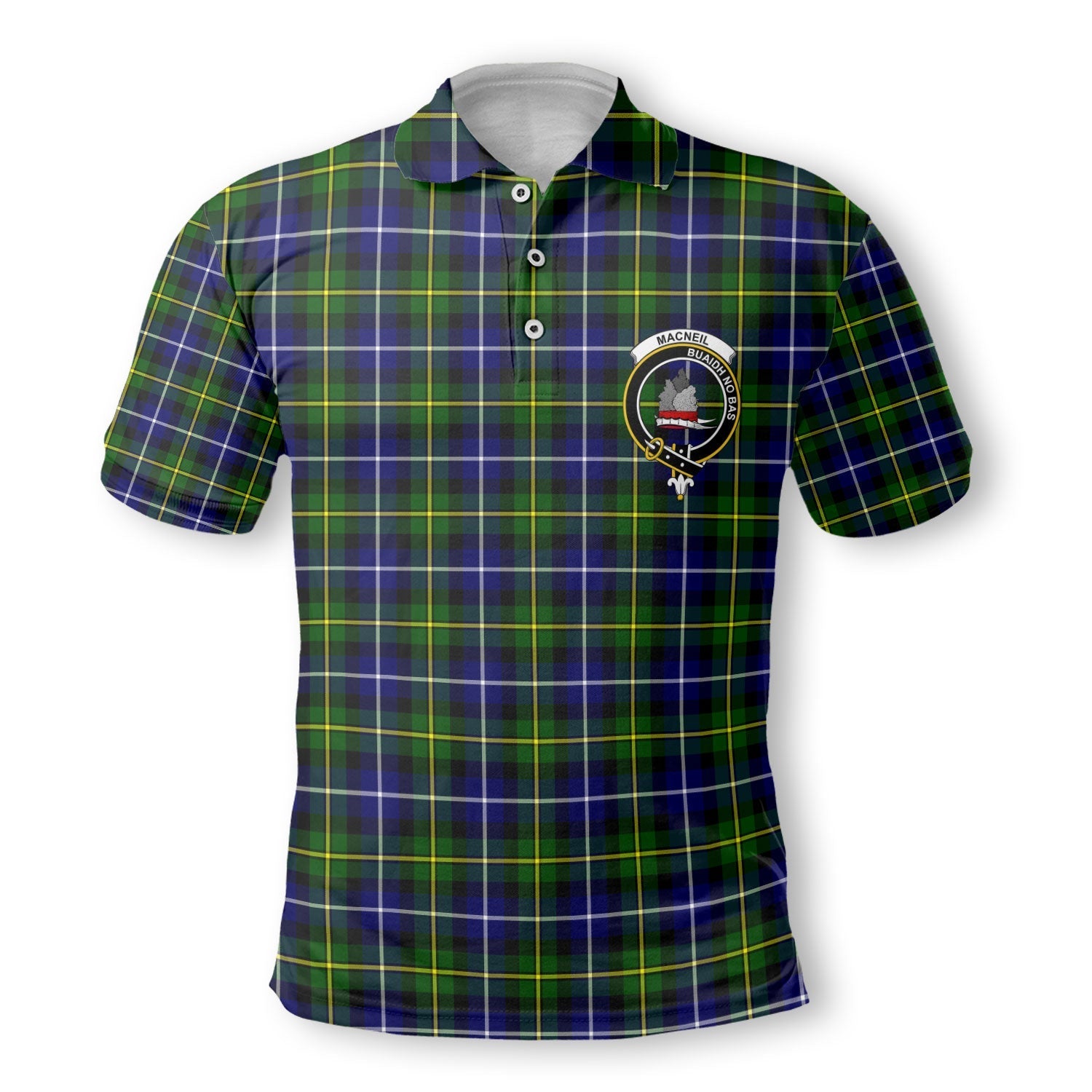 Clan Macneil Of Barra Tartan Golf Tartan Men Polo Shirt Crest And Plaid Basic Style