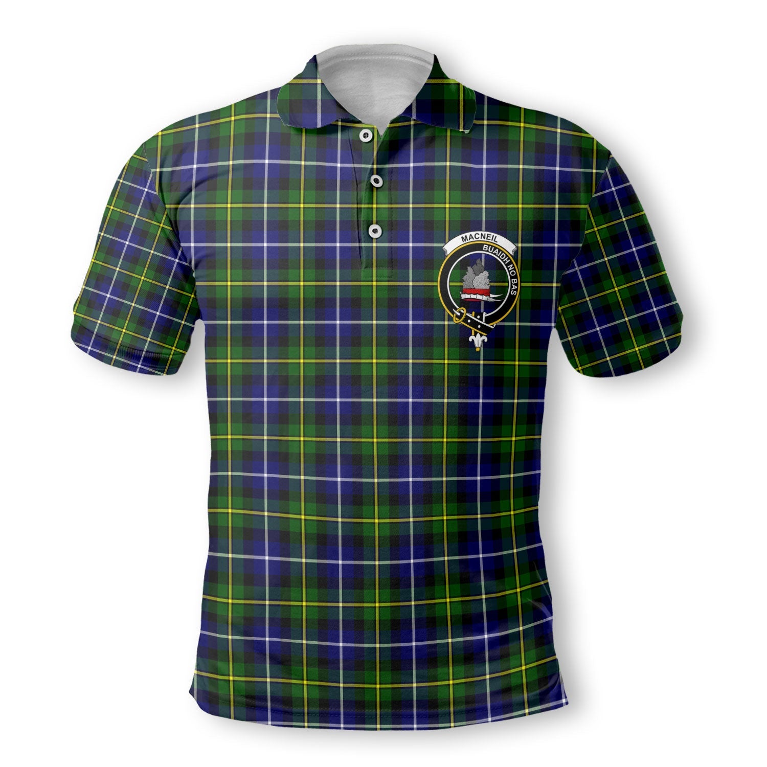 Clan Macneil Of Barra Tartan Golf Men Polo Shirt Crest And Plaid Basic Style