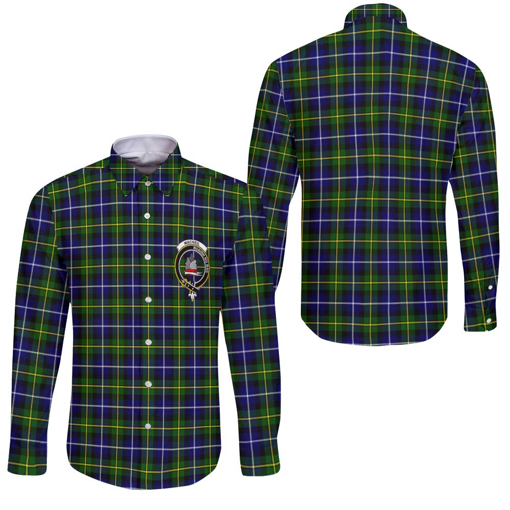Clan Macneil Of Barra Tartan Long Sleeve Button Shirt Crest And Plaid Basic Style