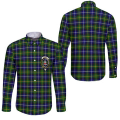 Clan Macneil Of Barra Tartan Long Sleeve Button Shirt Crest And Plaid Basic Style