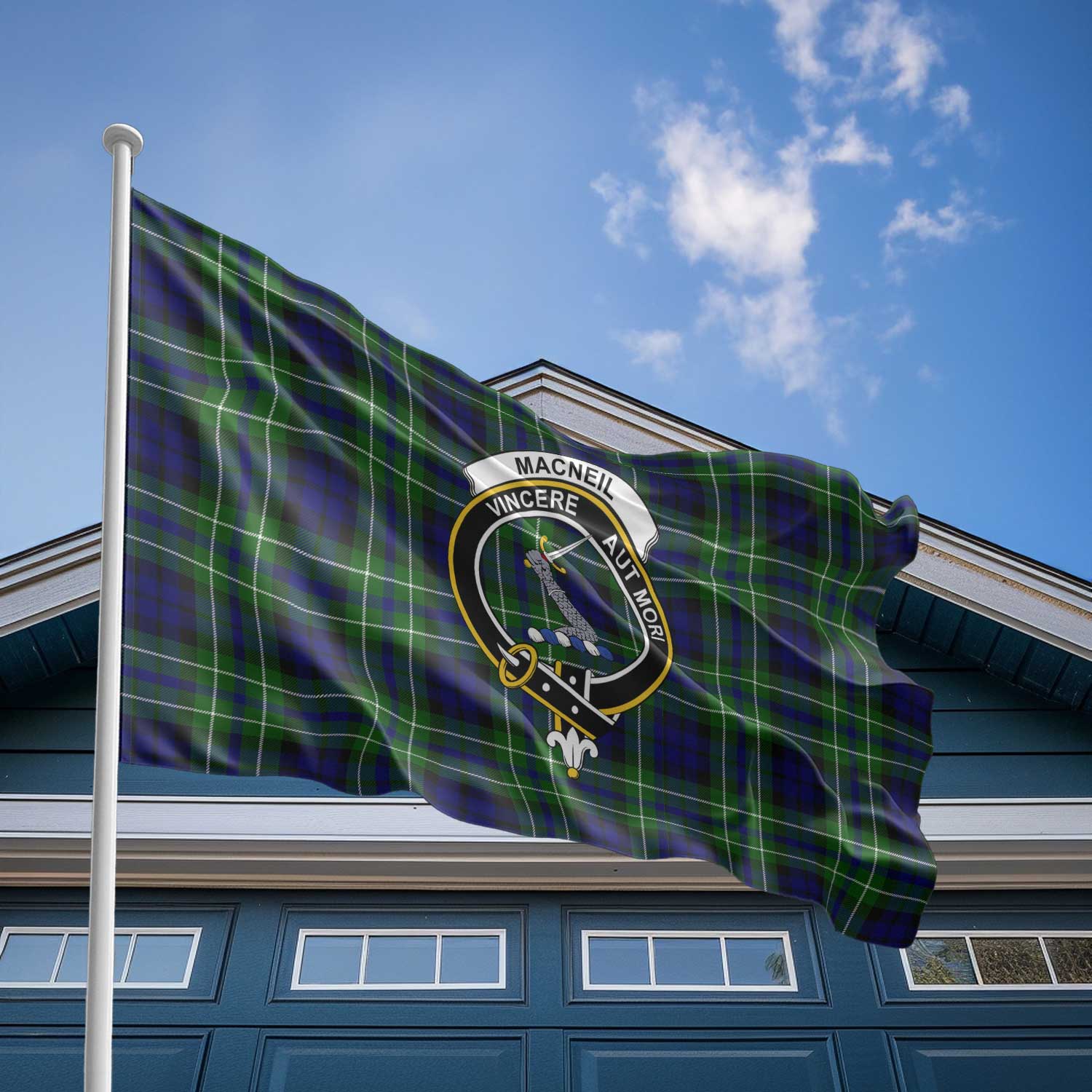 Clan Macneil Of Colonsay Tartan Flag Crest And Plaid Basic Style