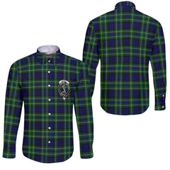 Clan Macneil Of Colonsay Tartan Long Sleeve Button Shirt Crest And Plaid Basic Style