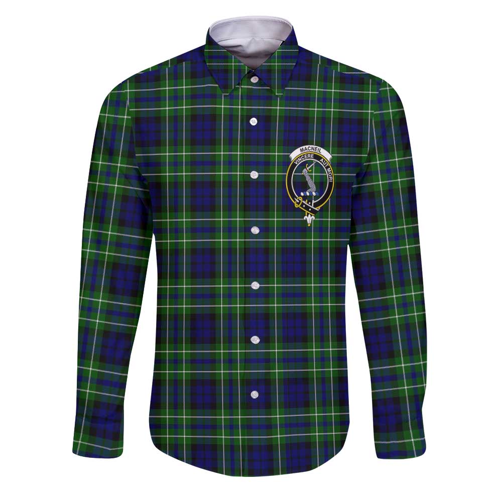 Clan Macneil Of Colonsay Tartan Long Sleeve Button Shirt Crest And Plaid Basic Style