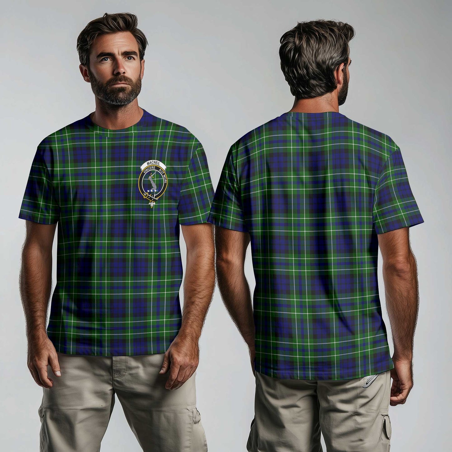 Clan Macneil Of Colonsay Tartan Men T Shirt Crest And Plaid Basic Style