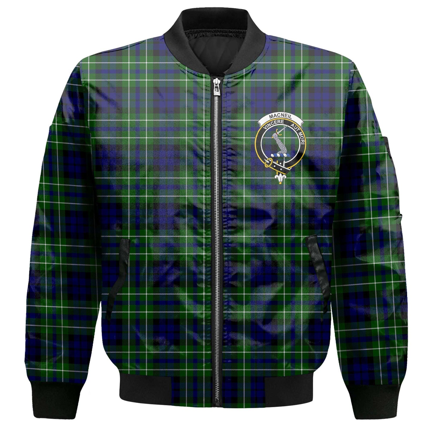 Clan Macneil Of Colonsay Tartan Women Bomber Jacket Crest And Plaid Basic Style