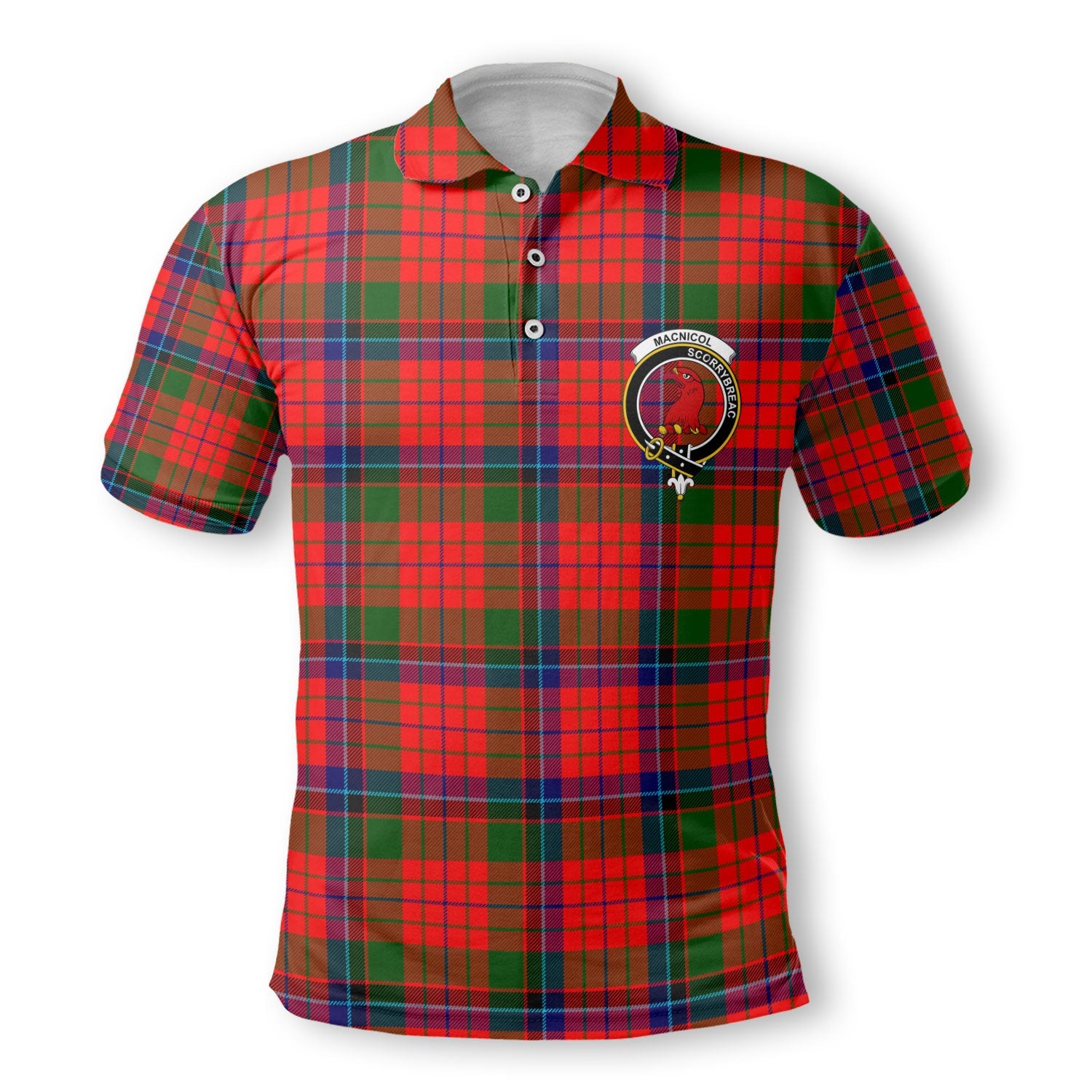 Clan Macnicol Tartan Golf Men Polo Shirt Crest And Plaid Basic Style