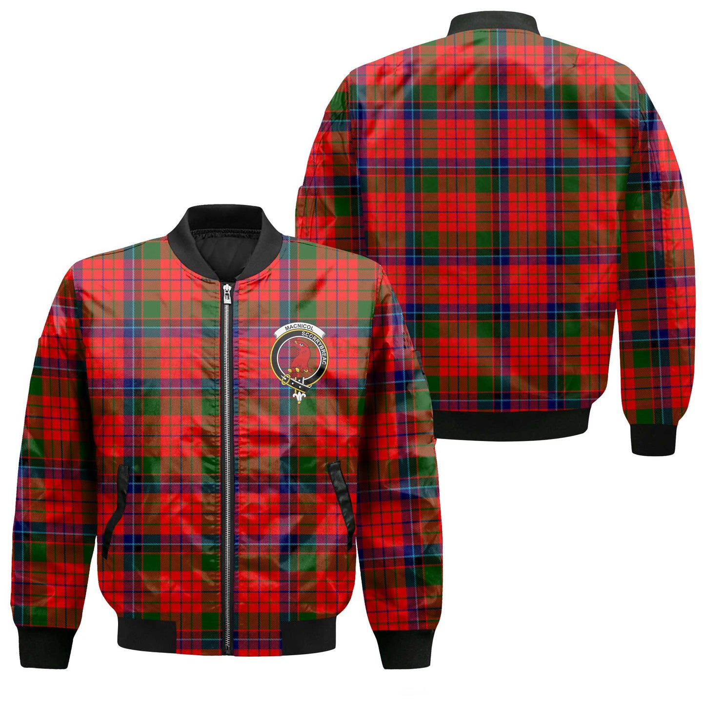 Clan Macnicol Tartan Men Bomber Jacket Crest And Plaid Basic Style