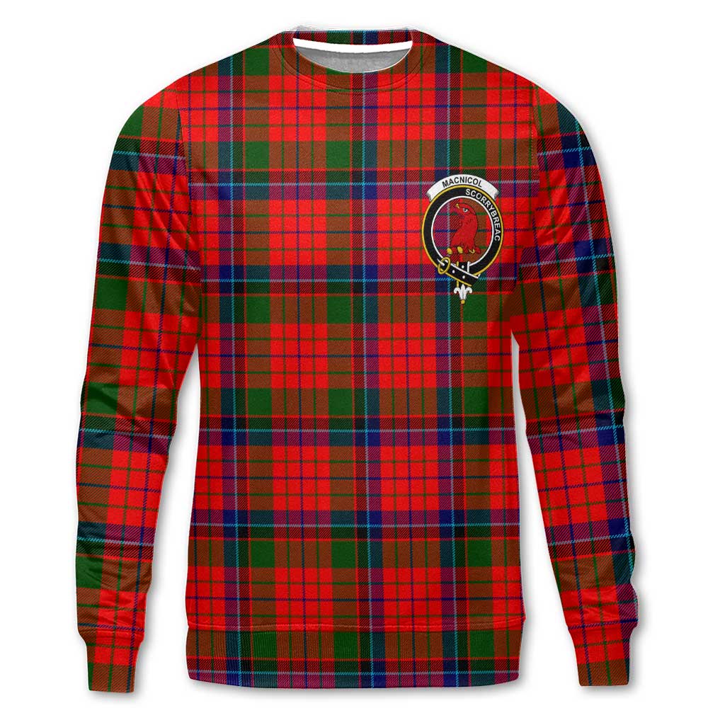 Clan Macnicol Tartan Women Sweatshirt Crest And Plaid Basic Style