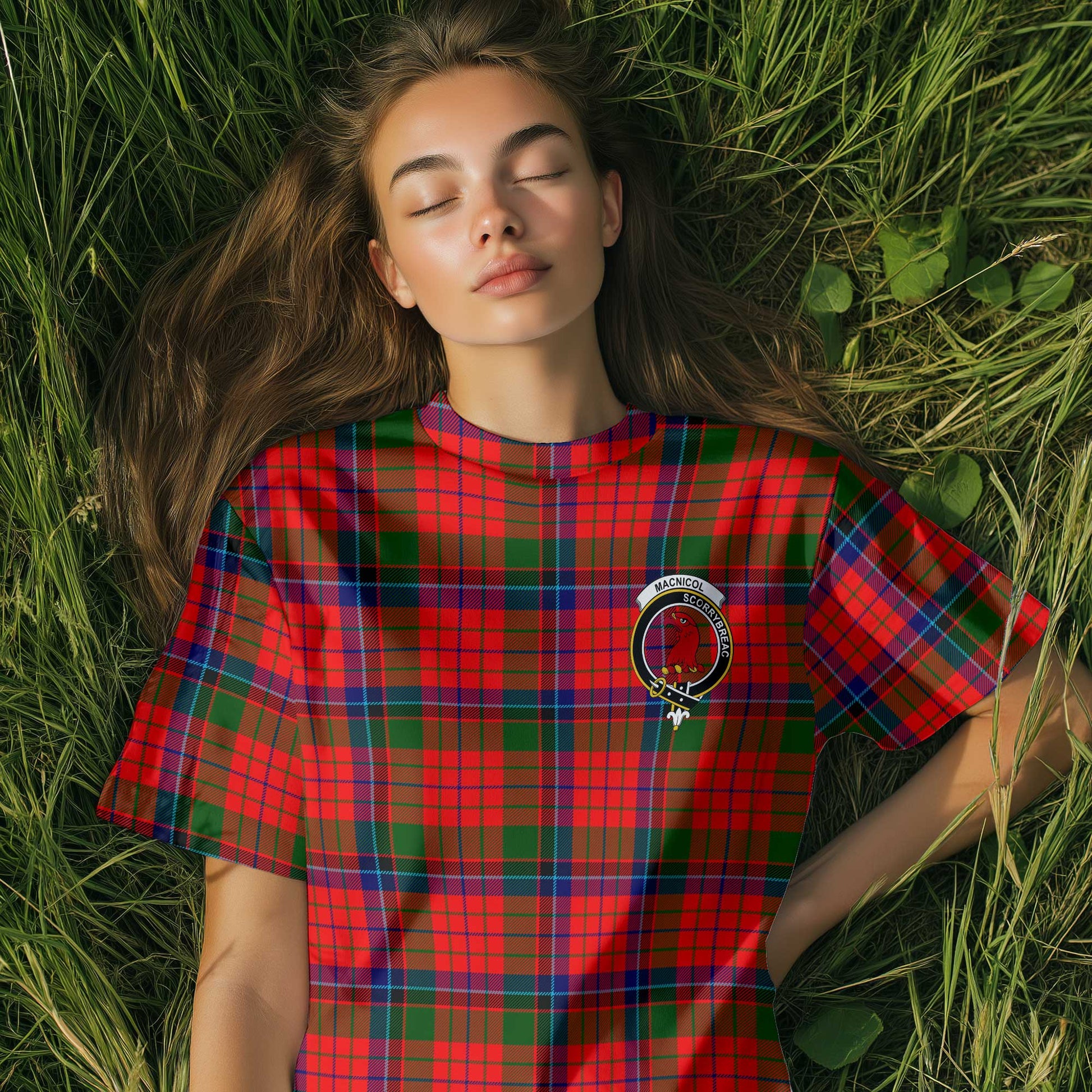 Clan Macnicol Tartan Women T Shirt Crest And Plaid Basic Style