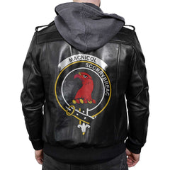 Clan Macnicol Of Scorrybreac Tartan Zip Leather Jacket Crest And Plaid Basic Style