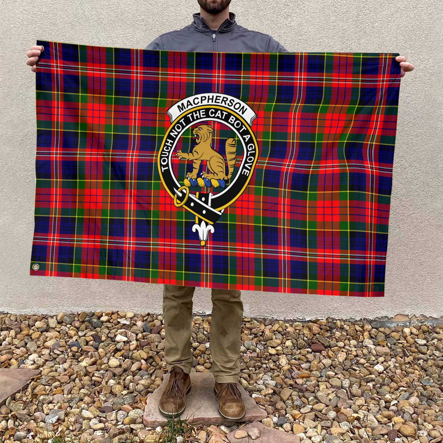 Clan Macpherson Tartan Flag Crest And Plaid Basic Style