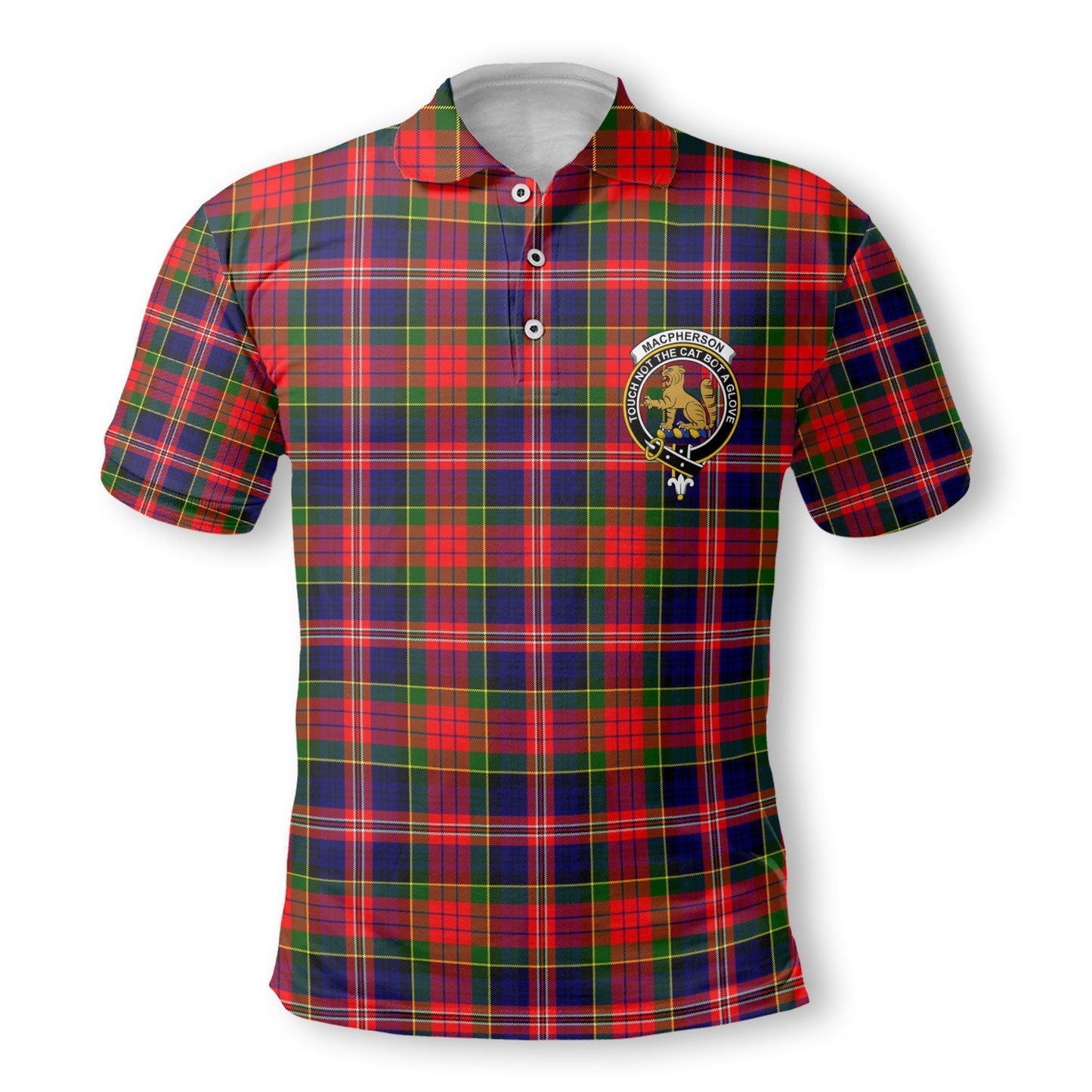 Clan Macpherson Tartan Men Polo Shirt Crest And Plaid Basic Style