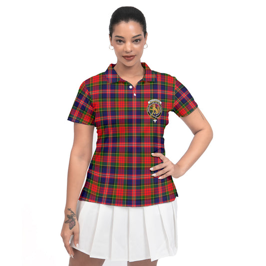 Clan Macpherson Tartan Women Polo Shirt Crest And Plaid Basic Style