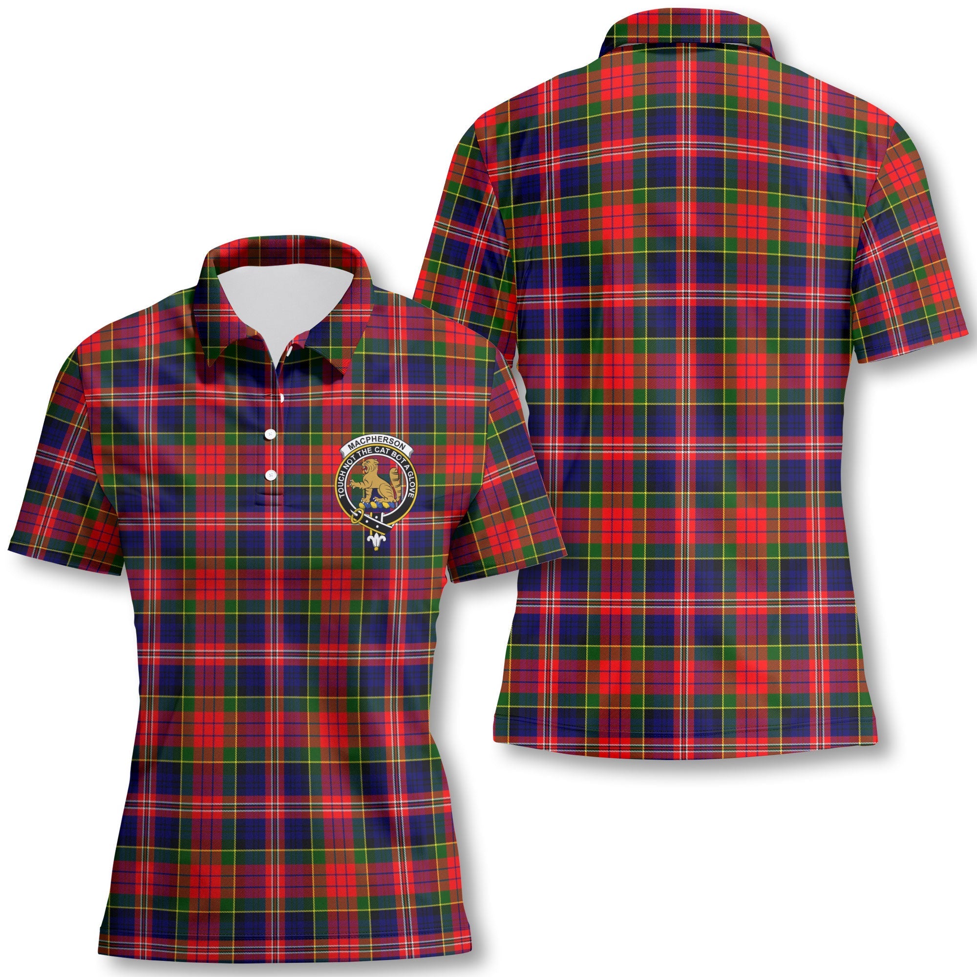 Clan Macpherson Tartan Women Polo Shirt Crest And Plaid Basic Style