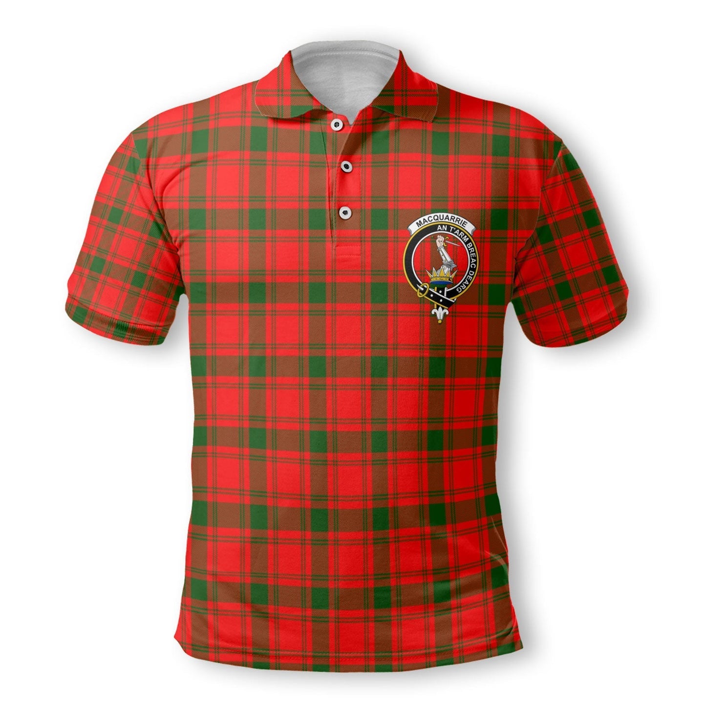 Clan Macquarrie Tartan Golf Tartan Men Polo Shirt Crest And Plaid Basic Style