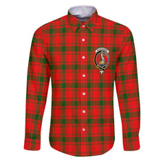 Clan Macquarrie Tartan Long Sleeve Button Shirt Crest And Plaid Basic Style