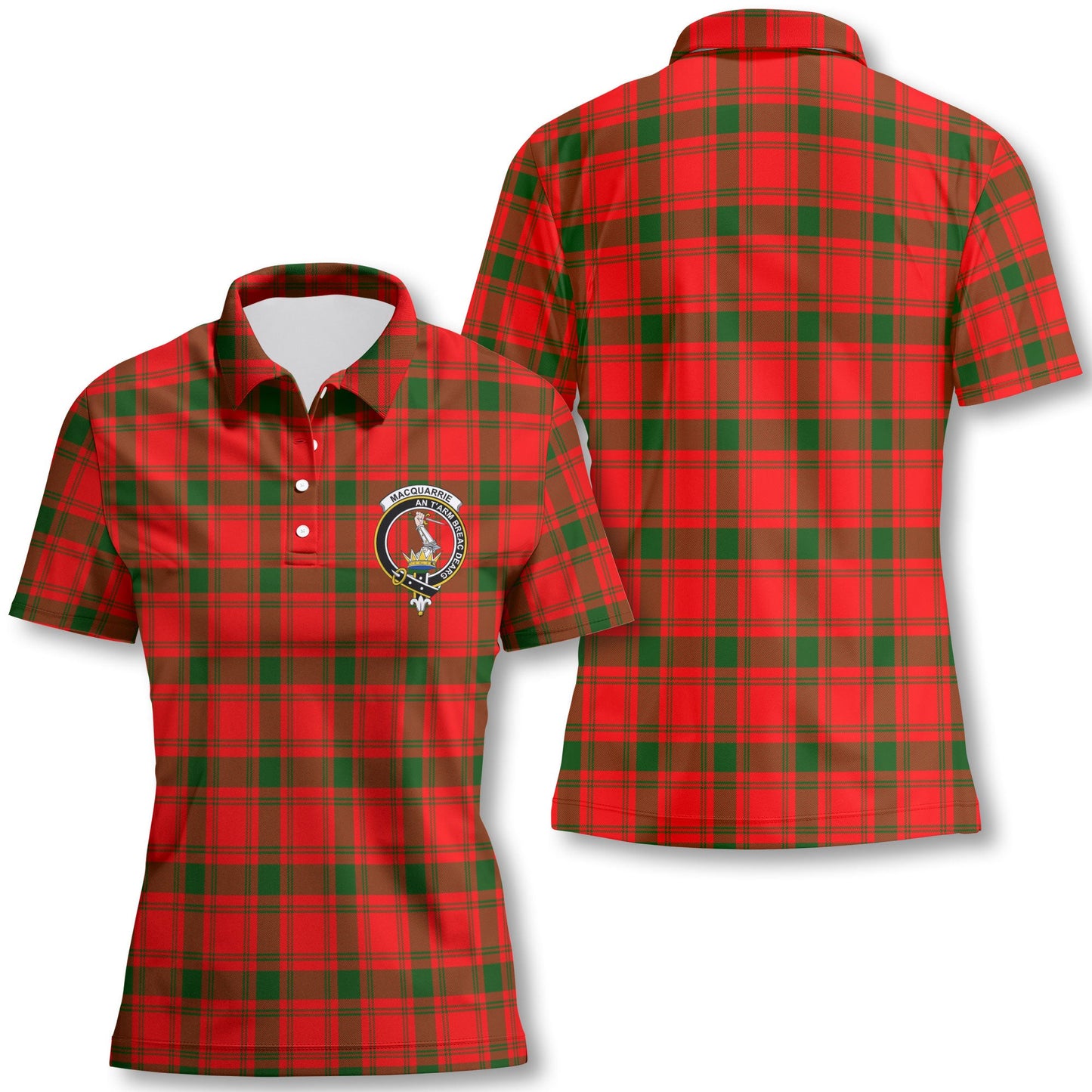 Clan Macquarrie Tartan Women Polo Shirt Crest And Plaid Basic Style